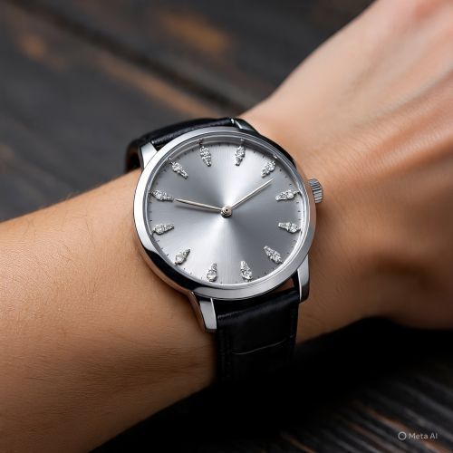 Leather Men Diamond Wrist Watch, Packaging Type : Box