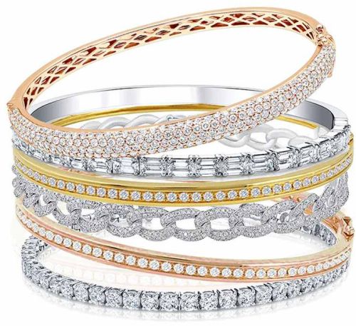 Gold Or Silver Stackable Diamond Bracelets