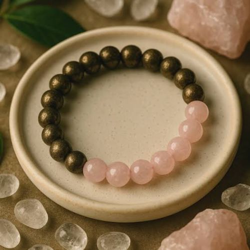 Attract Love & Money Bracelet OF Rose Quartz and Pyrite