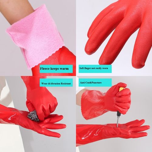 General Household dish-washing Velvet Waterproof PVC Rubber Gloves