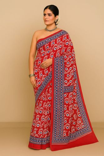 Printed Cotton Saree, Saree Length : 5.5 M, Packaging Type : Red