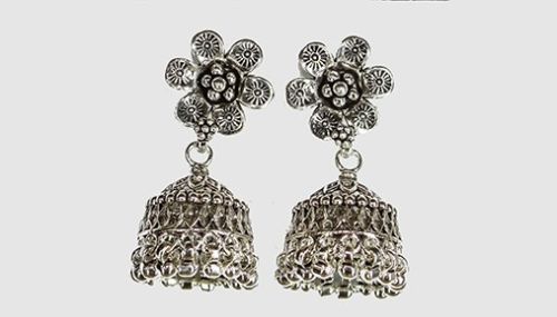 Oxidized 925 Pure Silver Dazy Mandla Women Jhumka Earrings