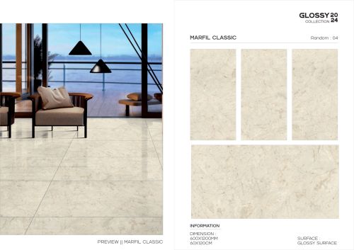600x1200 Mm Bookmatch Series Glazed Vitrified Floor Tiles