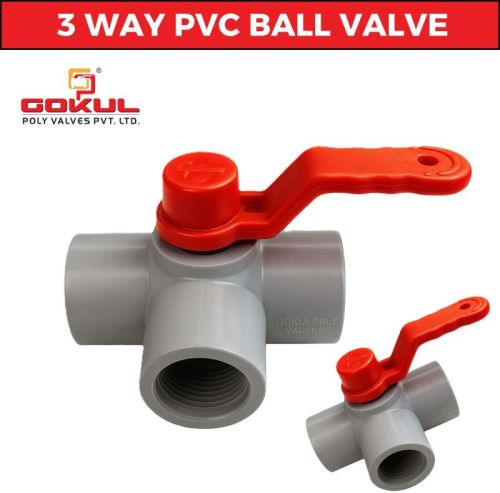 Gokul PVC Three Way Ball Valve 15MM to 100MM