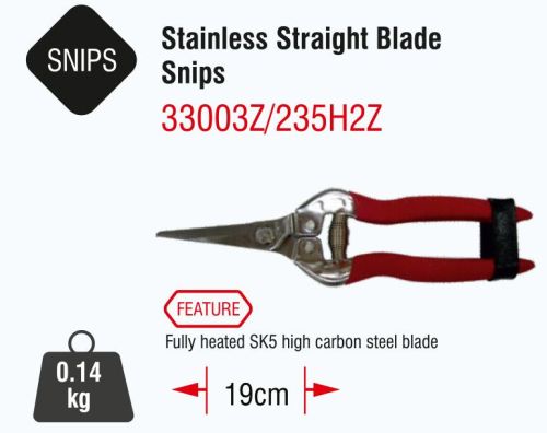 Stainless Straight Blade Snips for Cutting Twigs Stems