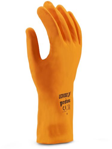 Rubber Udyogi Proton Gloves, Color : Orange 10-15 Inch, M