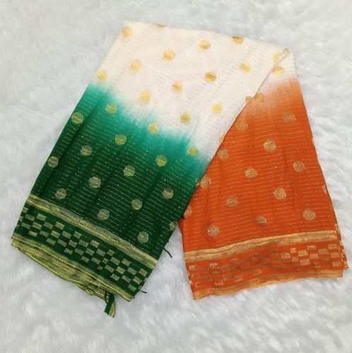 Plain Tiranga Net Dupatta, Color : Green, Orange, White