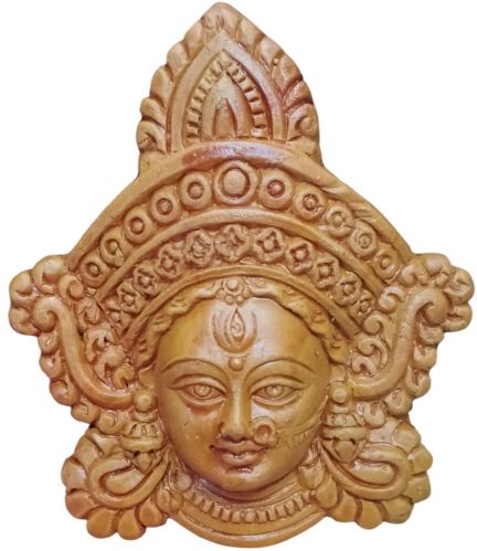 Non Polished Clay Handcrafted Terracotta 4inch Durga Face Modern