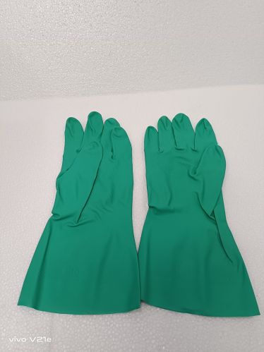 Green Nitrile Chemical Resistant Hand Gloves ,