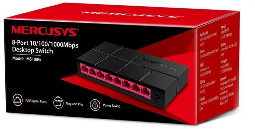 Gvision 8-Port 10/100/1,000 Mbps Desktop Switch, Color : Red Black