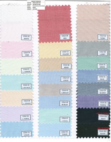 Plain Oxford Shirting Fabric, Color : Multicolor for Garments