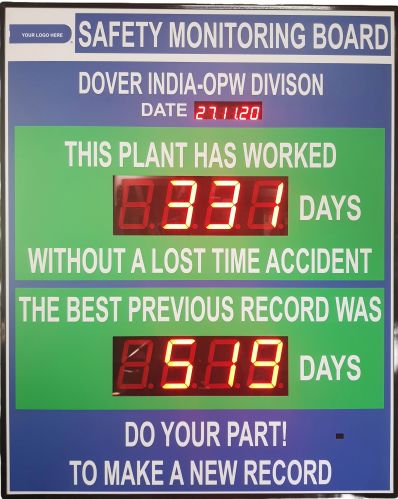 Smartech Aluminium LED Safety Statistics Display Board