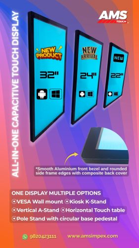 Ams Capacitive Touch Screen Display, Screen Size : 22', 24' & 32'