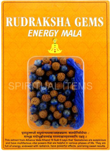 Lapis Lazuli Rudraksha Mala Standard for Religious