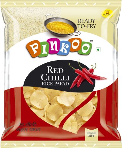 Red Chilli Rice Papad, Brand Name : Pinkoo 2 inch