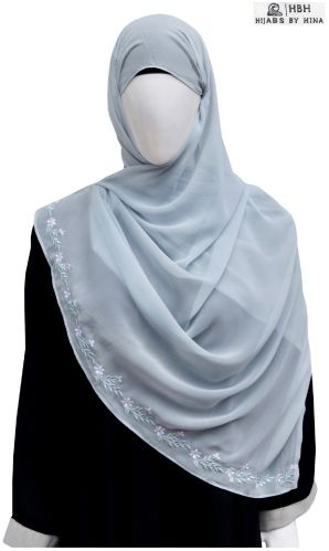 Plain Women Georgette Head Scarf, Color : Grey