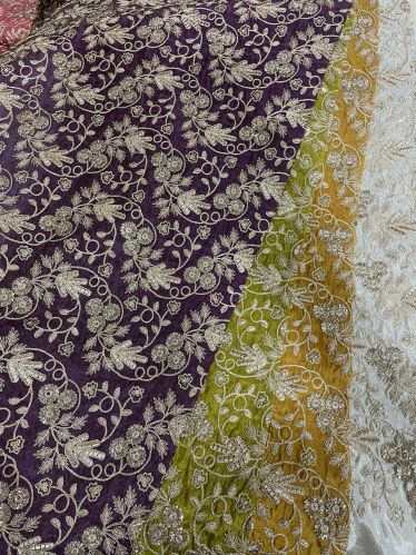 Embroidery Work Kanchipuram Dyed Fabric, Packaging Type : Multicolor