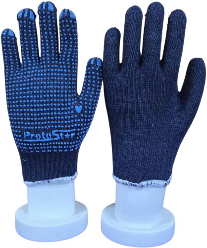 Protostar Blue PVC Dotted Hand Gloves Multi Sizes, Gender : Unisex