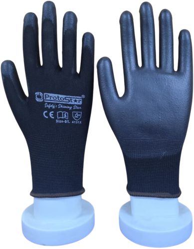 Plain Protostar PU Coated Hand Gloves, Color : Navy Blue All Sizes