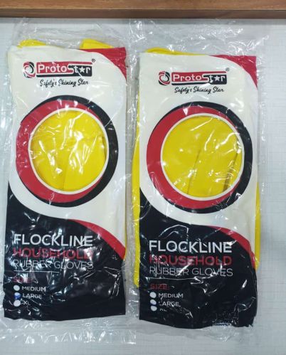Plain Latex Protostar Flocklined Household Hand Gloves All Sizes