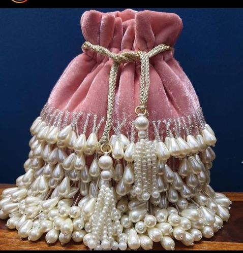 Velvet Beautiful Beaded Potli Bag Standard