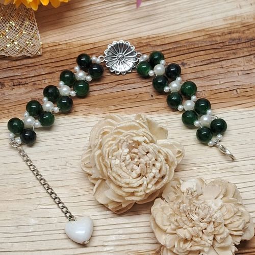 NIPSTec Exquisite Multi-Layered Floral Charm Beaded Bracelet