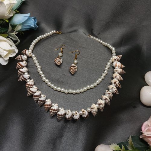 NIPSTec Layered Seashell & Pearl Jewelry Set, Gender : Women