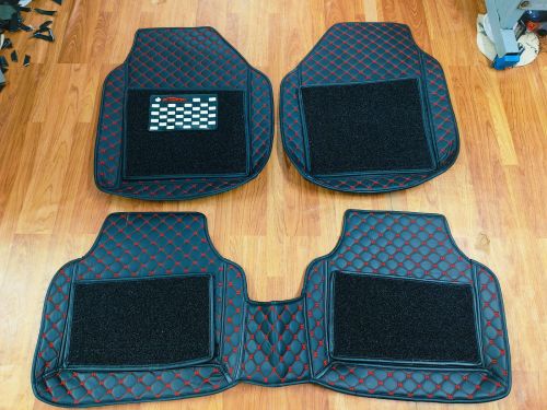 G&s Traders PU Leather Decorative Car Mats, Color : Red, Black