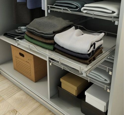 Polished Stainless Steel Hettich Rectangular Hettich Pull Out Shelf