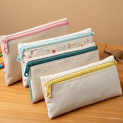 Cotton Zipper Pouch, Color : Grey