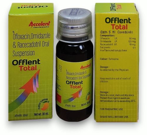 Ofloxacin, Ornidazole & Racecadotril Suspension, Form : Liquid