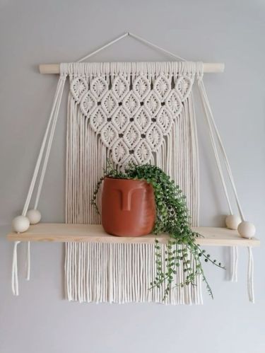 Home Decor Cotton Macrame Wall Hanging Shelf