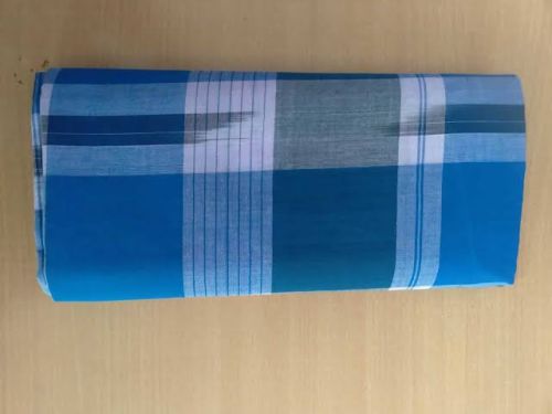 Cotton Striped Lungi, Color : Blue One Size Fits Most