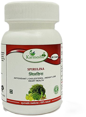 Karmeshu Spirulina Capsule, Color : Green