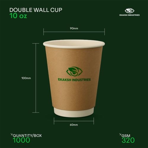 10 OZ Double Wall Paper Cup for Hot Cold Beverages