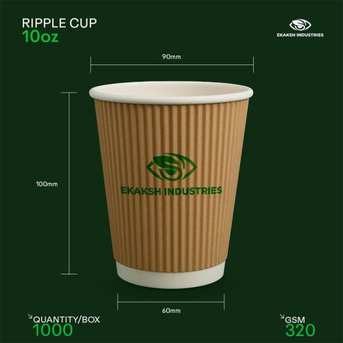 10 OZ Ripple Wall Paper Cup for Hot Cold Beverages