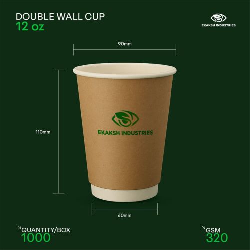 12 OZ Double Wall Paper Cup for Hot Cold Beverages