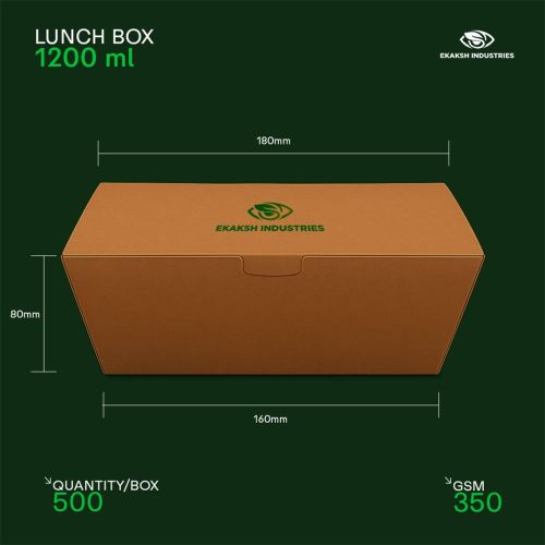 1200ml Brown Paper Disposable Lunch Box for Food Storage Takeaway