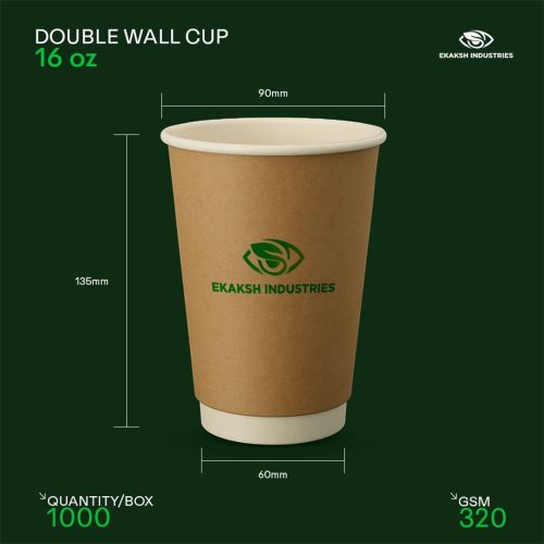 16 OZ Double Wall Paper Cup for Hot Cold Beverages