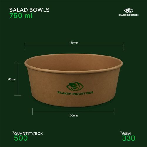 750ml Disposable Paper Salad Bowl With Lid