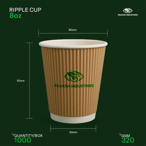 8 OZ Ripple Wall Paper Cup for Hot Cold Beverages