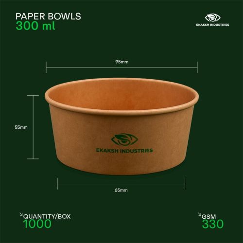 Round 300ml Printed Paper Food Bowl for Ideal Salads, Soups, Desserts