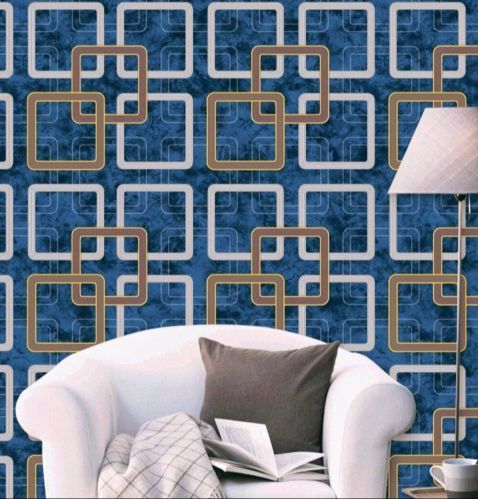 Blue 3D Geometric Wallpaper