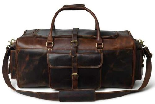 AD07 Anfaal Premium Leather Duffle Bag Gym, Or Business Trips