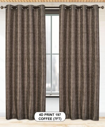 Polyester 4d Print 197 Coffee Window Curtains