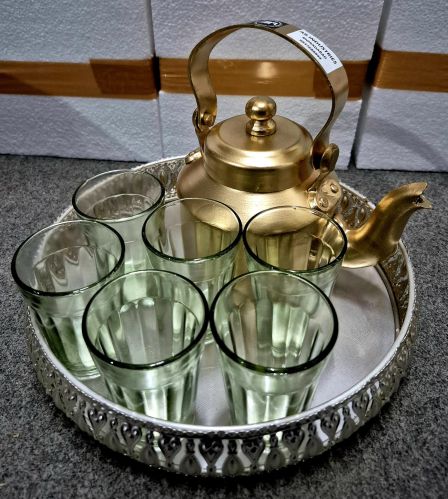 Hand Painted Kettle Glass Set, Color : White, Capacity : 1L