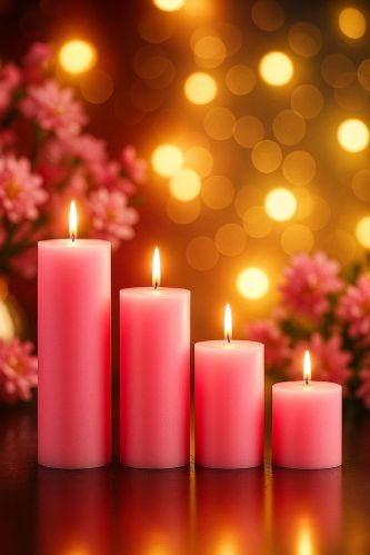 Wax Rose Fragrance Pillar Candles, Color : Pink