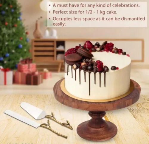 Non Polished Wooden Cake Stand, Shape : Round