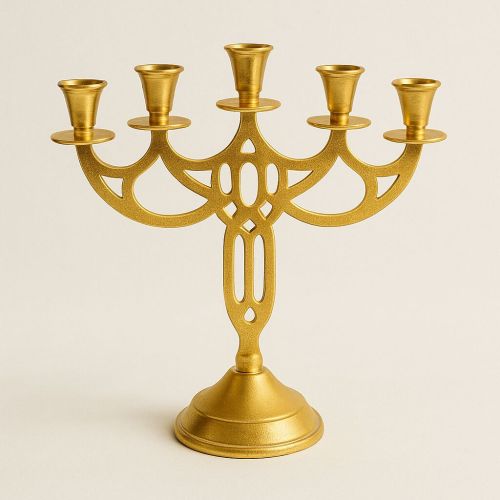 Aluminum Decorative 5-Arm Golden Candelabra for Centerpiece