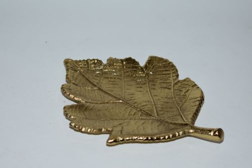 Golden Leaf Shaped Decorative Platter for Trinket Tray